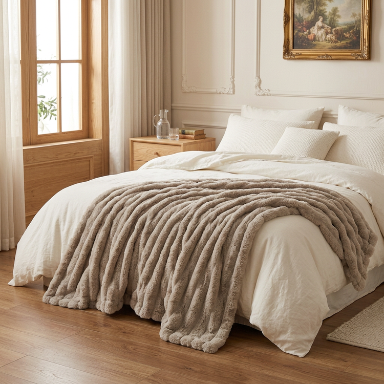 Beige taupe — mise en scène générée sur lit
